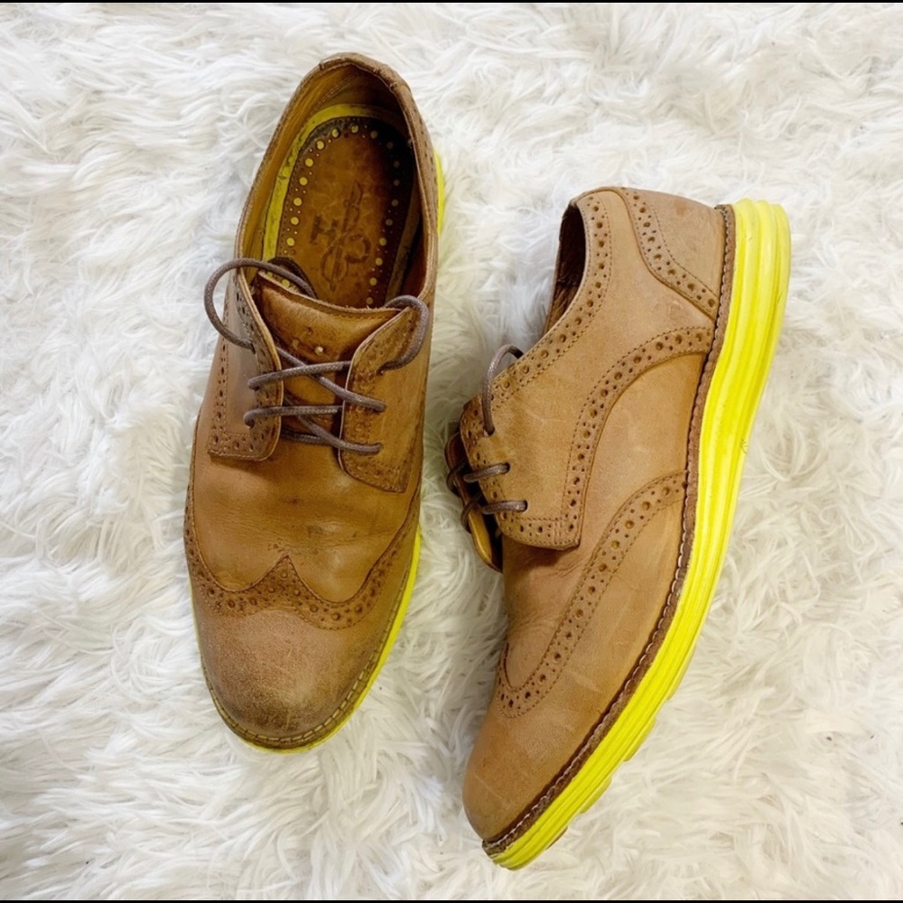 Cole Haan Lunargrand Brown Leather Oxfords 6.5